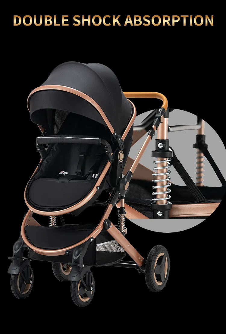 Luxurious Baby Stroller 3 in 1 Portable Travel Baby