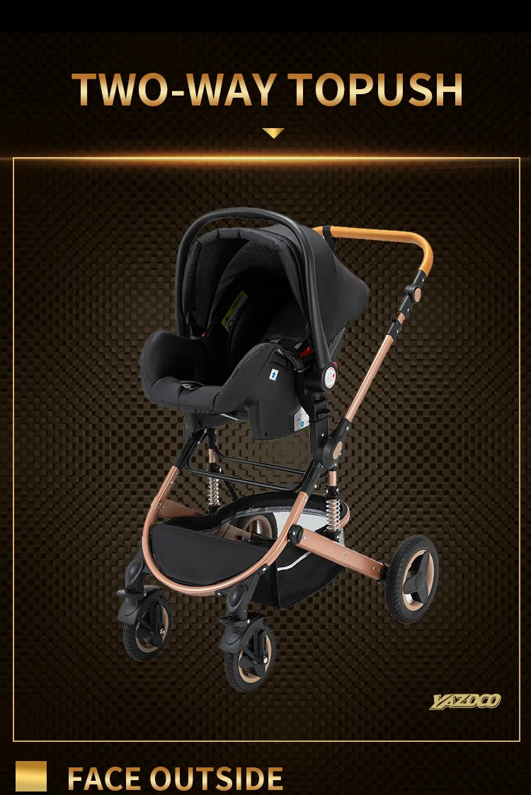 Luxurious Baby Stroller 3 in 1 Portable Travel Baby